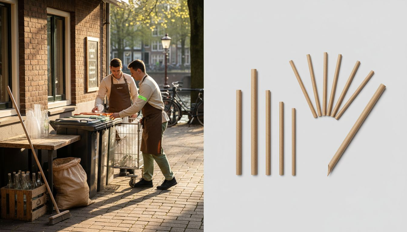 Een team zorgt tijdens het festival voor het scheiden van afval bij de horecapunten.