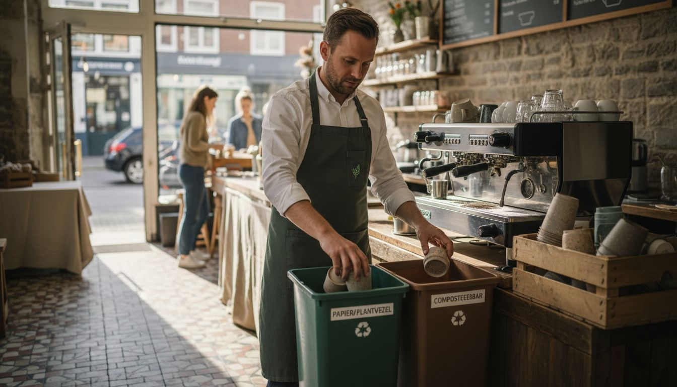 Cafémanager zet in op het scheiden van herbruikbare bekers