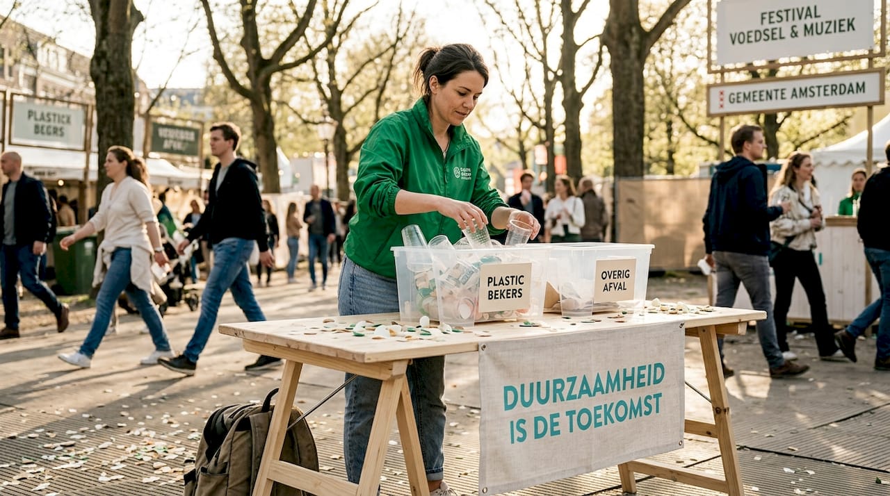 De organisatie van het festival zorgt ervoor dat plastic afval apart wordt ingezameld.