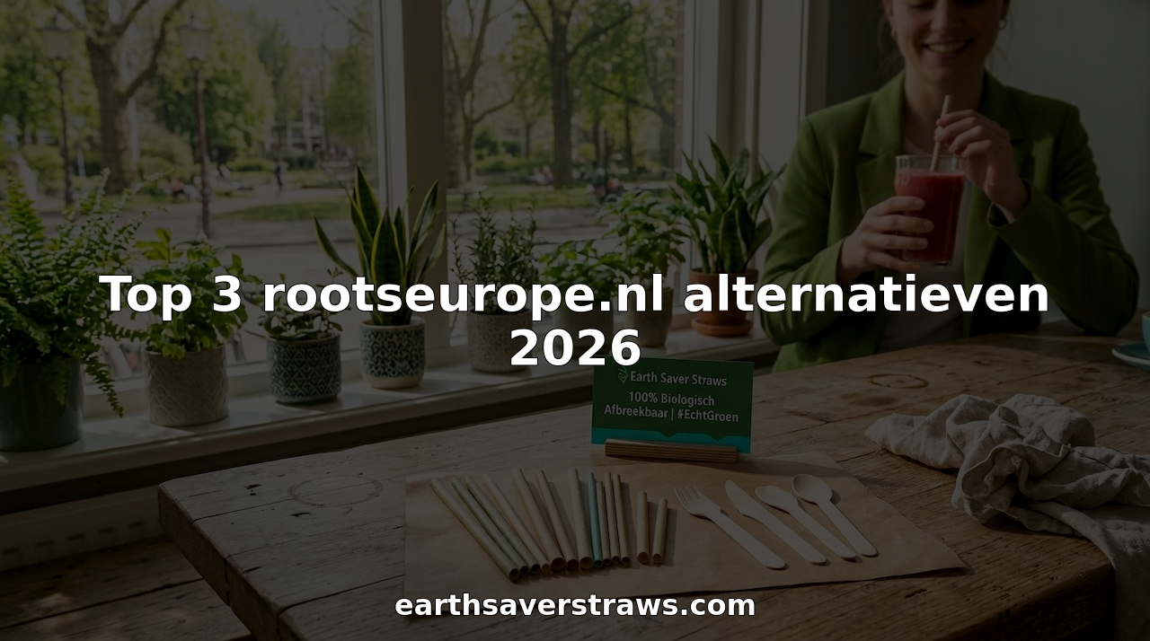 Op het tafeltje in het café liggen composteerbare rietjes en milieuvriendelijk bestek klaar voor gebruik.