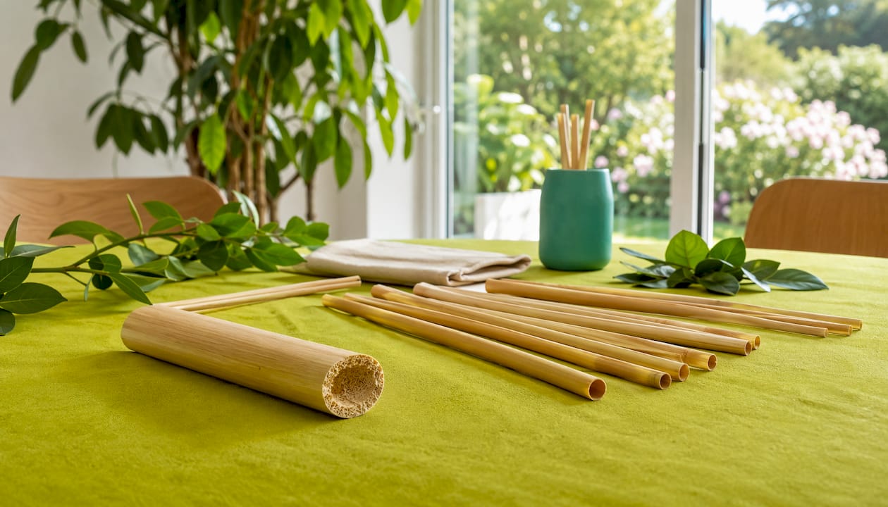Close-up van verschillende ecovriendelijke productmonsters op een bureau