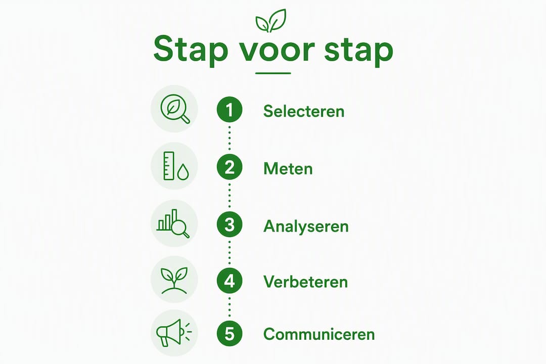 Overzichtelijke infographic waarin het proces van je ecologische voetafdruk stap voor stap wordt uitgelegd.