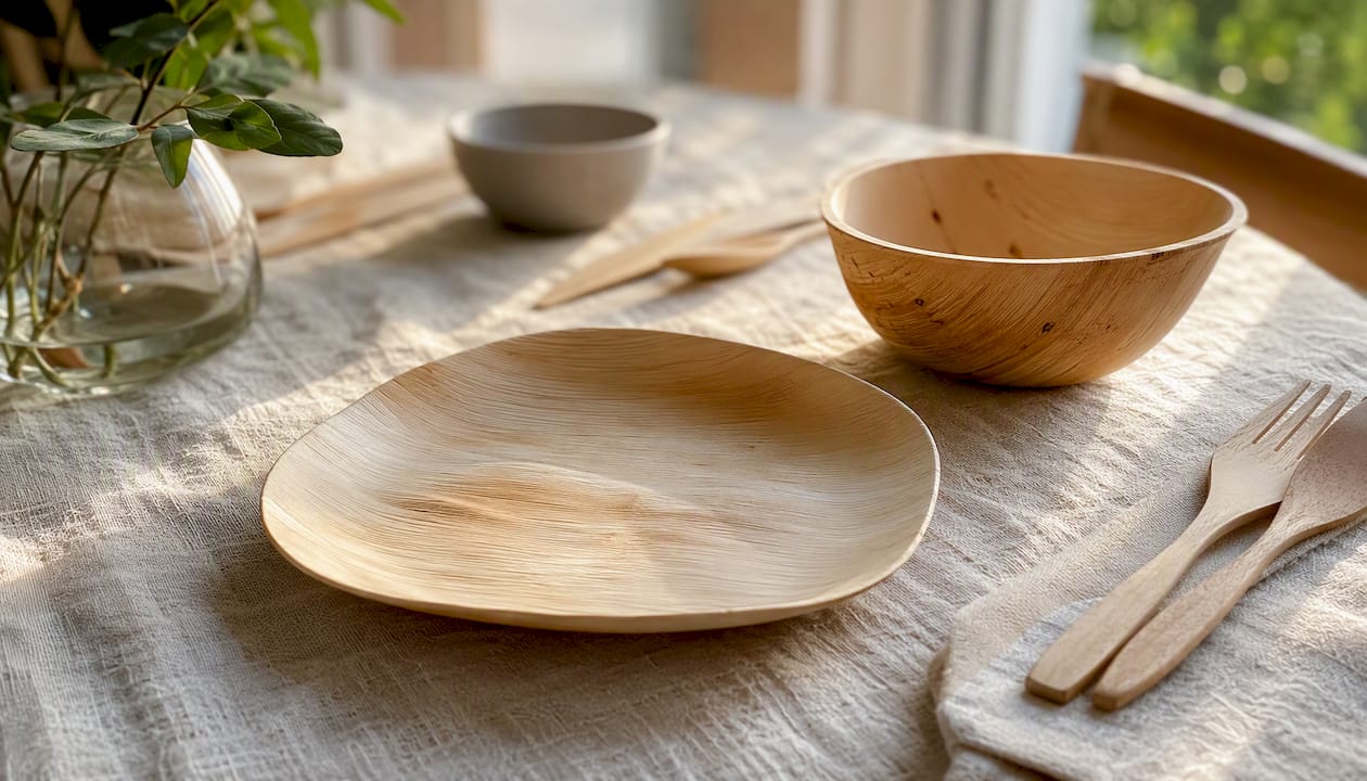 Hoogwaardige borden gemaakt van areca en bamboe