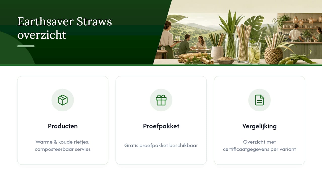 Earthsaver Straws: bewijs, samples en documentatie voor inkopers — overview diagram
