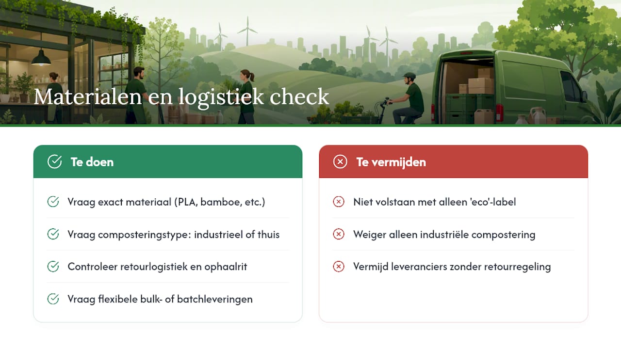 Welke materiaal- en leveringscriteria bepalen of een leverancier écht duurzaam is? — overview diagram