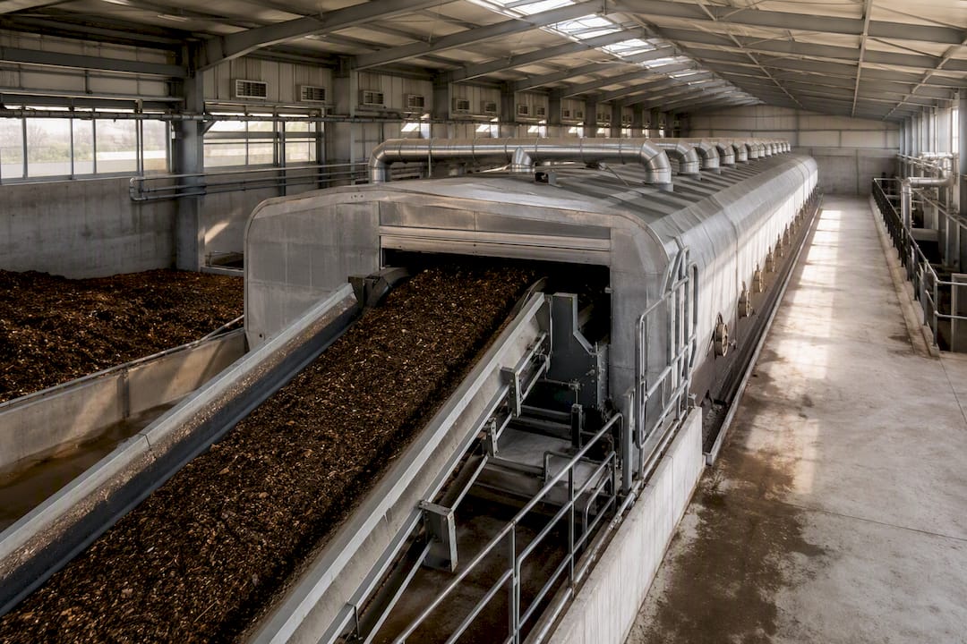 Industriële composteerinstallatie voor gecontroleerde verwerking