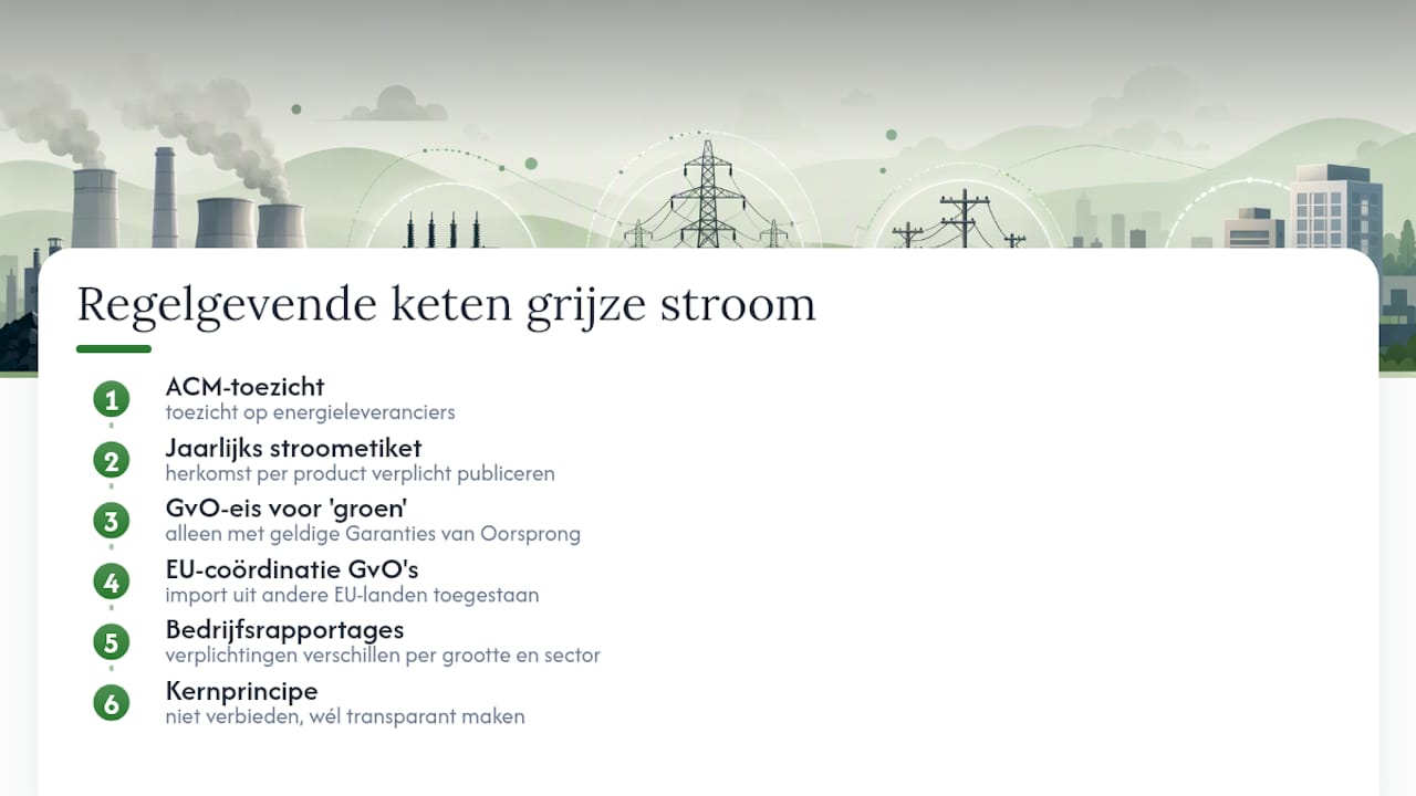 Regelgeving en wetgeving rond grijze stroom in Nederland — overview diagram