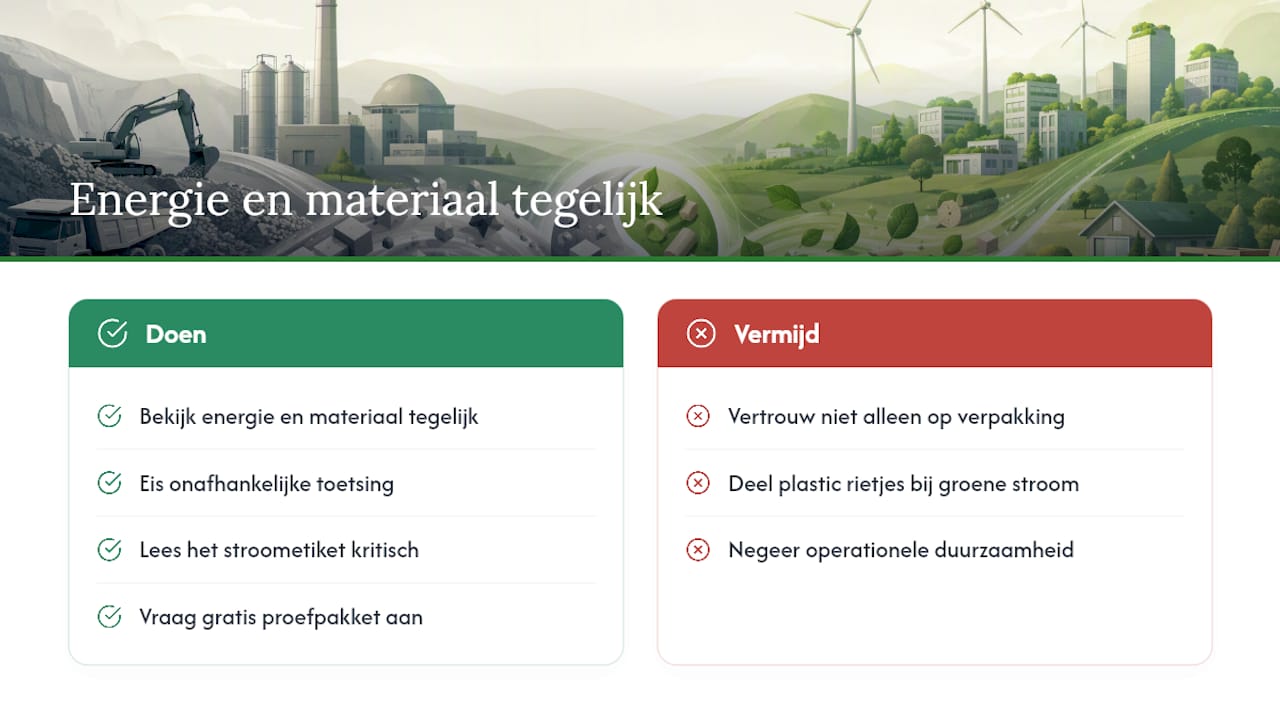 Perspectief van Earthsaverstraws: energie en materiaalkeuzes horen samen — overview diagram