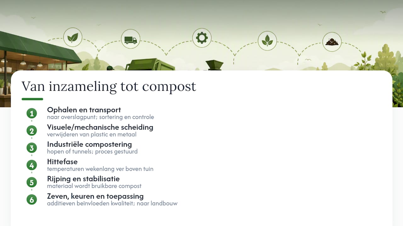 Hoe verloopt het composteerproces van inzameling tot eindproduct? — overview diagram