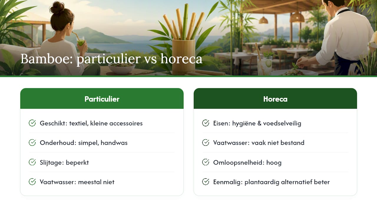 Bamboe kiezen: particulier of horeca, wat past waar? — overview diagram