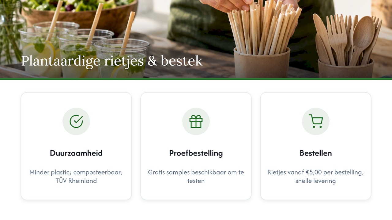 Plantaardige rietjes en composteerbaar bestek voor je volgende evenement — overview diagram