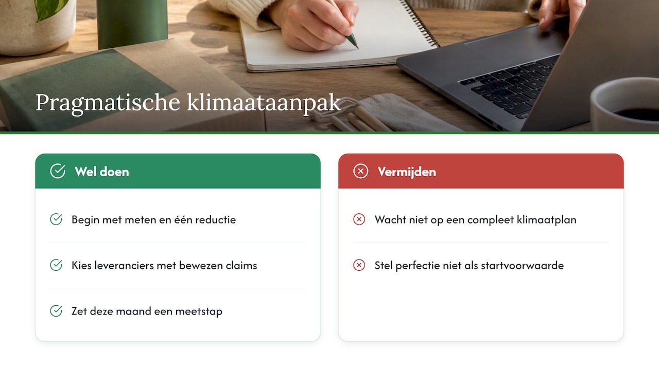 Een pragmatische aanpak werkt beter dan een perfecte — overview diagram